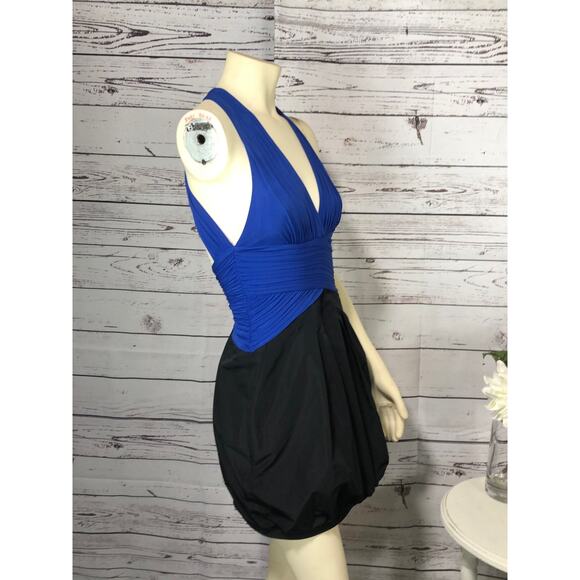 BCBGMaxAzria Blue Sapphire Knit Dress with Taffeta Bubble Skirt size XS - Picture 6 of 12